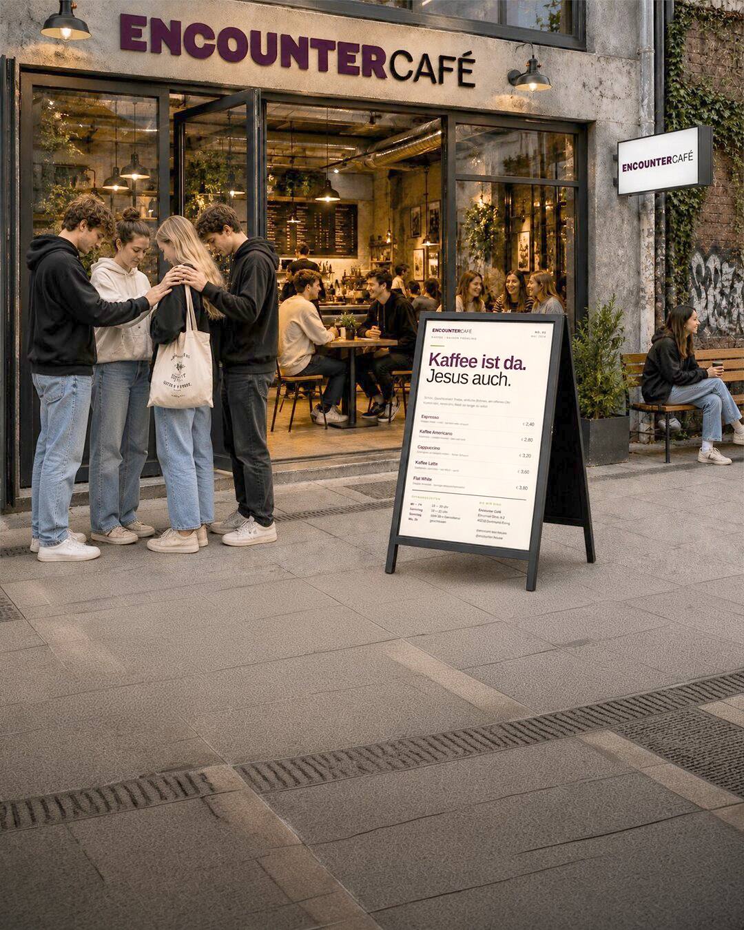 Junge Menschen in einem Café — Vision ENCOUNTERCAFÉ