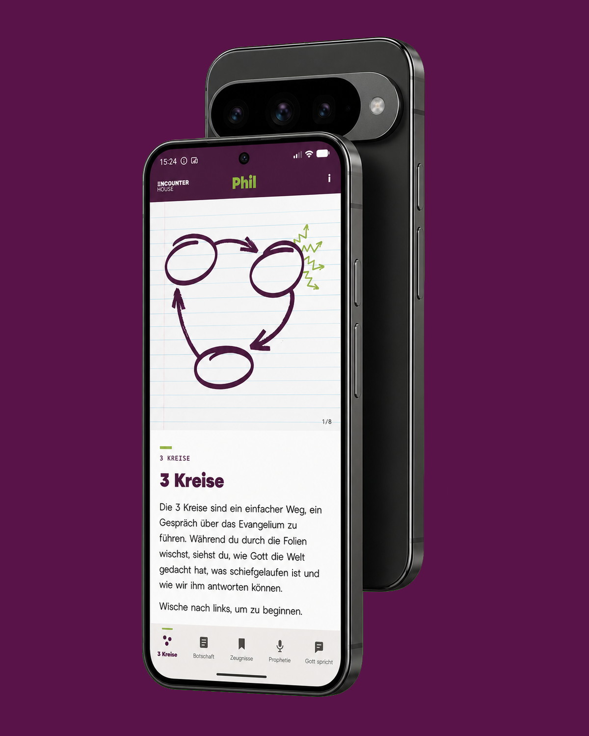 Phil auf einem Android-Handy